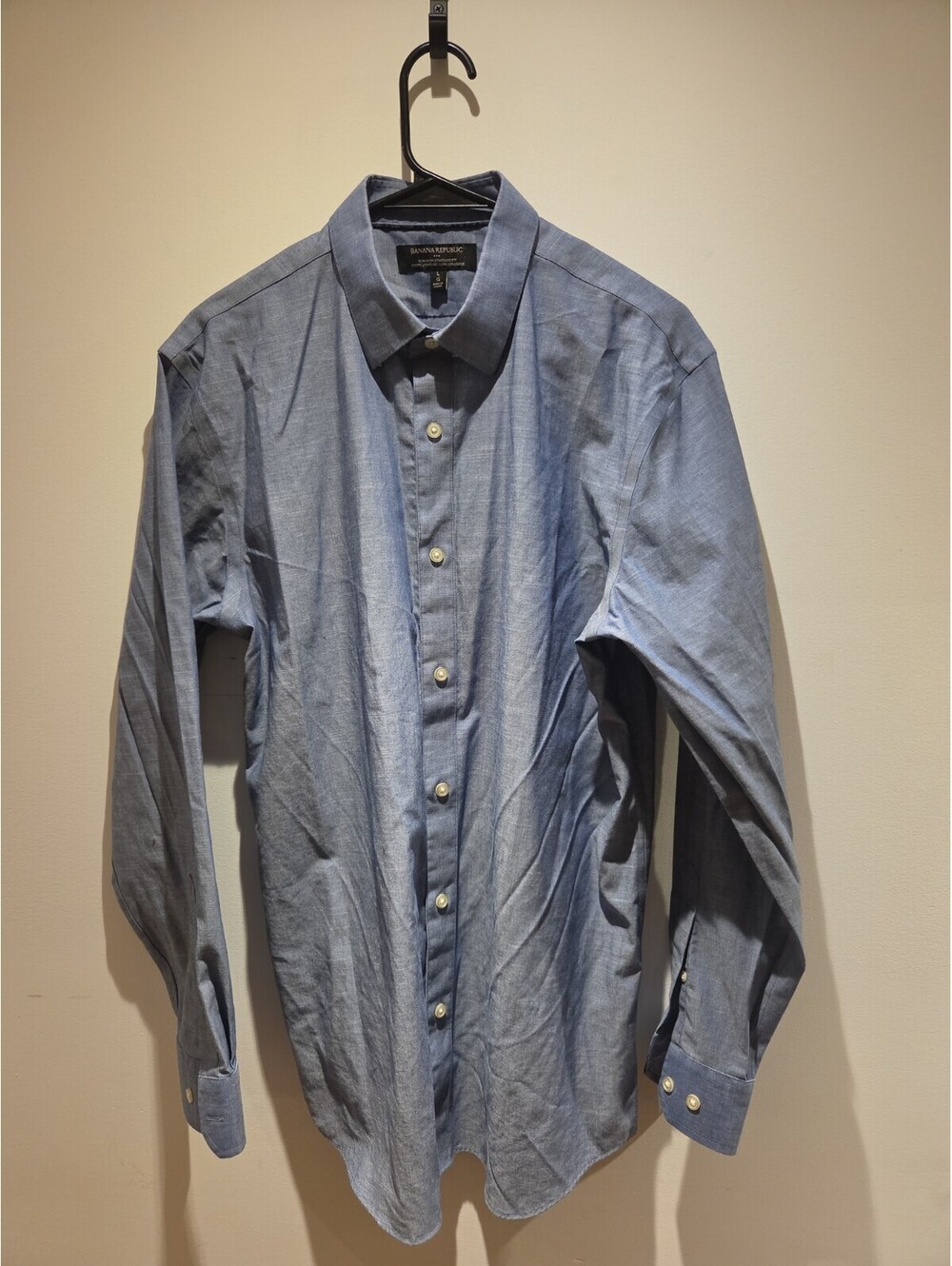 Banana Republic Grant Fit Blue Shirt Large L Supima Cotton Button Down LS